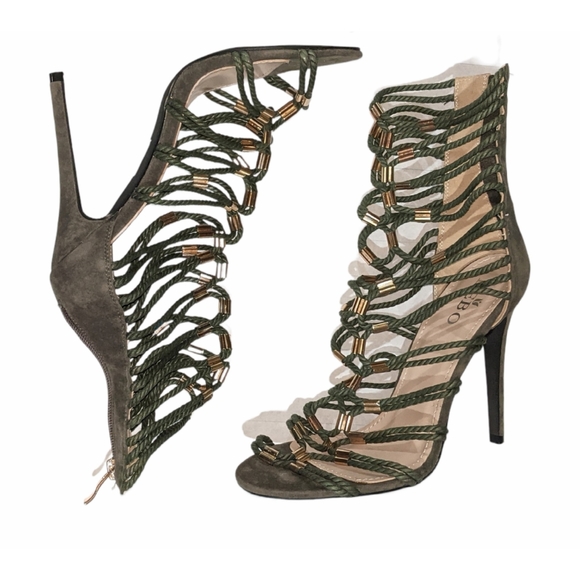Khaki Rope Gladiator Heels - Picture 3 of 5